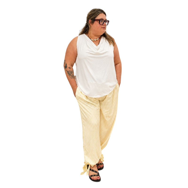 pantalon vichy amarillo