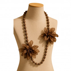 Collar flores marron